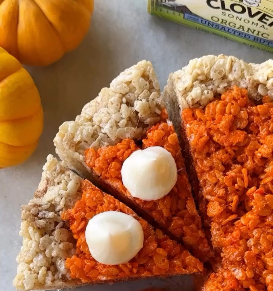 Brown Butter Pumpkin Spice Rice Krispie Treats - Clover