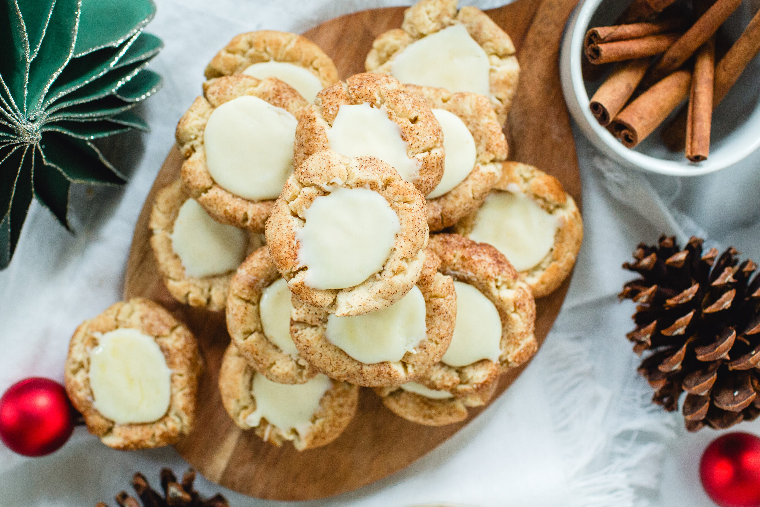 Eggnog Snickerdoodle Thumbprint Cookies - Clover