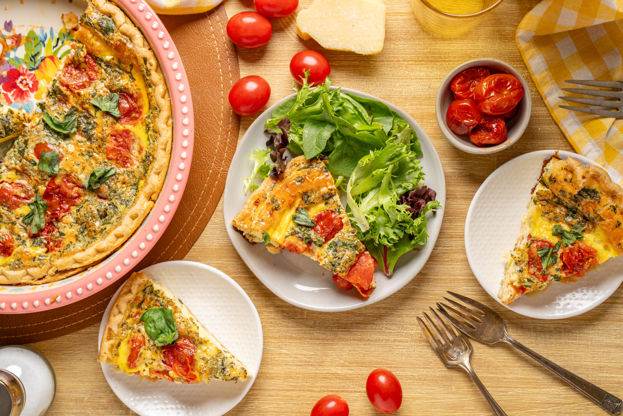Mollie’s Tomato Spinach Cheddar Quiche - Clover